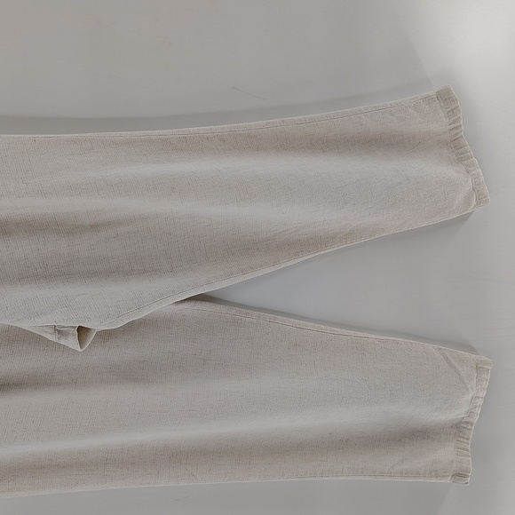 CLIO Off White Pull On Pants Flax Blend Size Medium Elastic Waist Drawstring Vtg - Picture 3 of 10